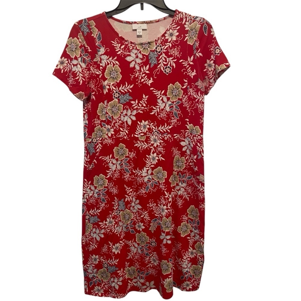 J.jill Women’s Midi Dress Size XS Floral Multicolor Pockets Beachy Vacation